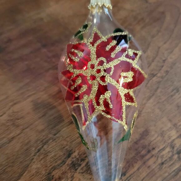 11 Vintage 2022 Glass Ornaments Poinsettia Enchanted Forest Brand - Picture 1 of 7